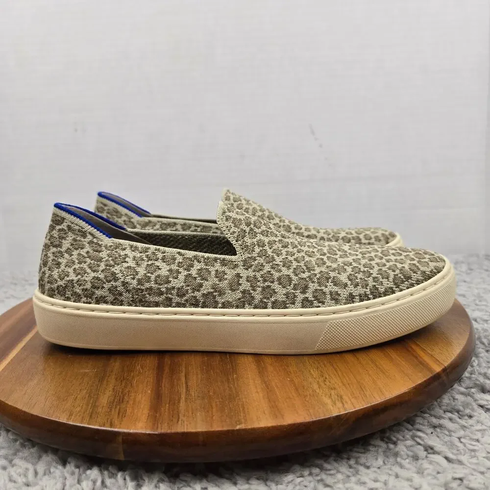 Rothy's Womens 8 The Original Slip On Sneaker Pebble Spot Cheetah Print Brown